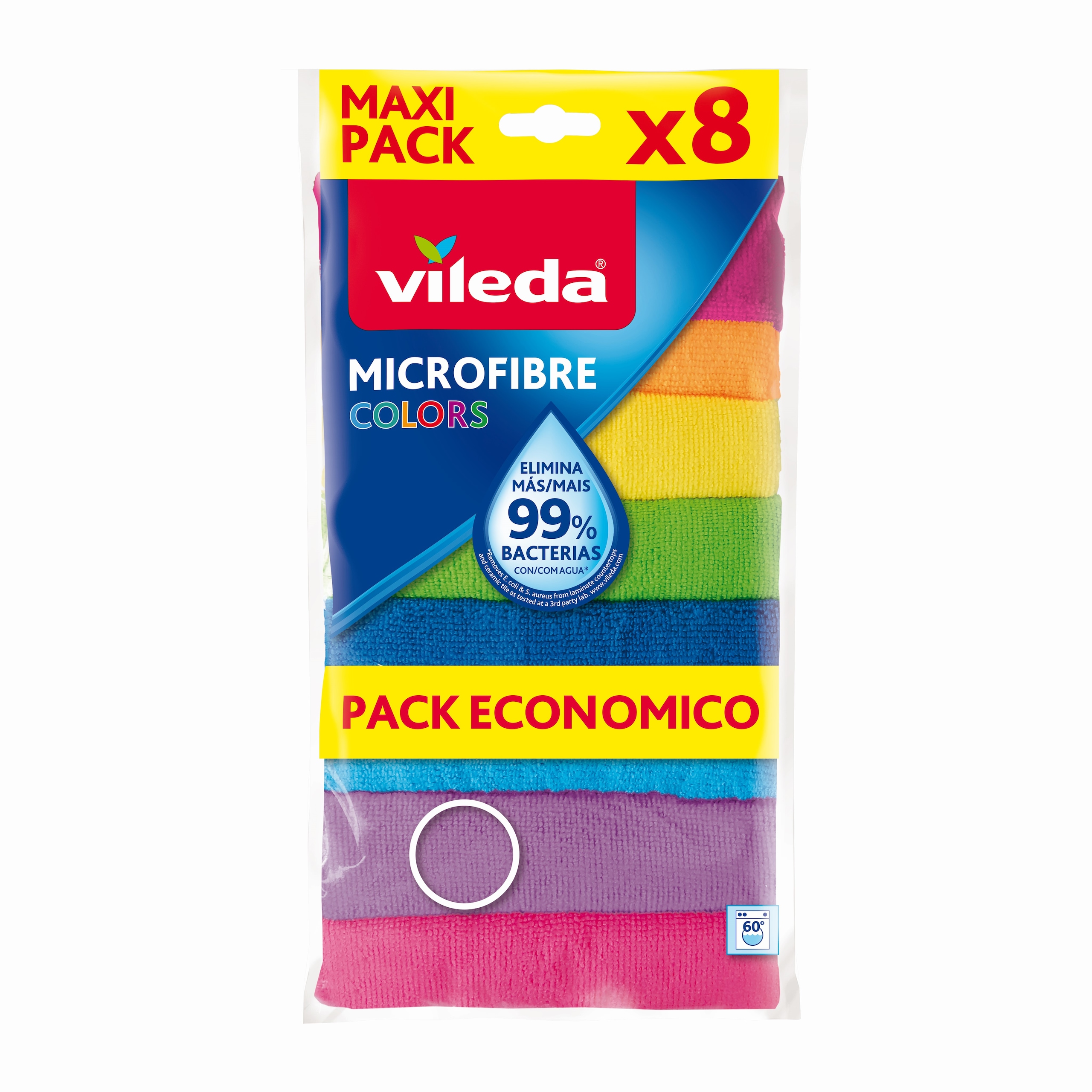 colores variados 4 unidades Set de 4 bayetas Microfibras Colors XL Vileda 36 x 34 cm 