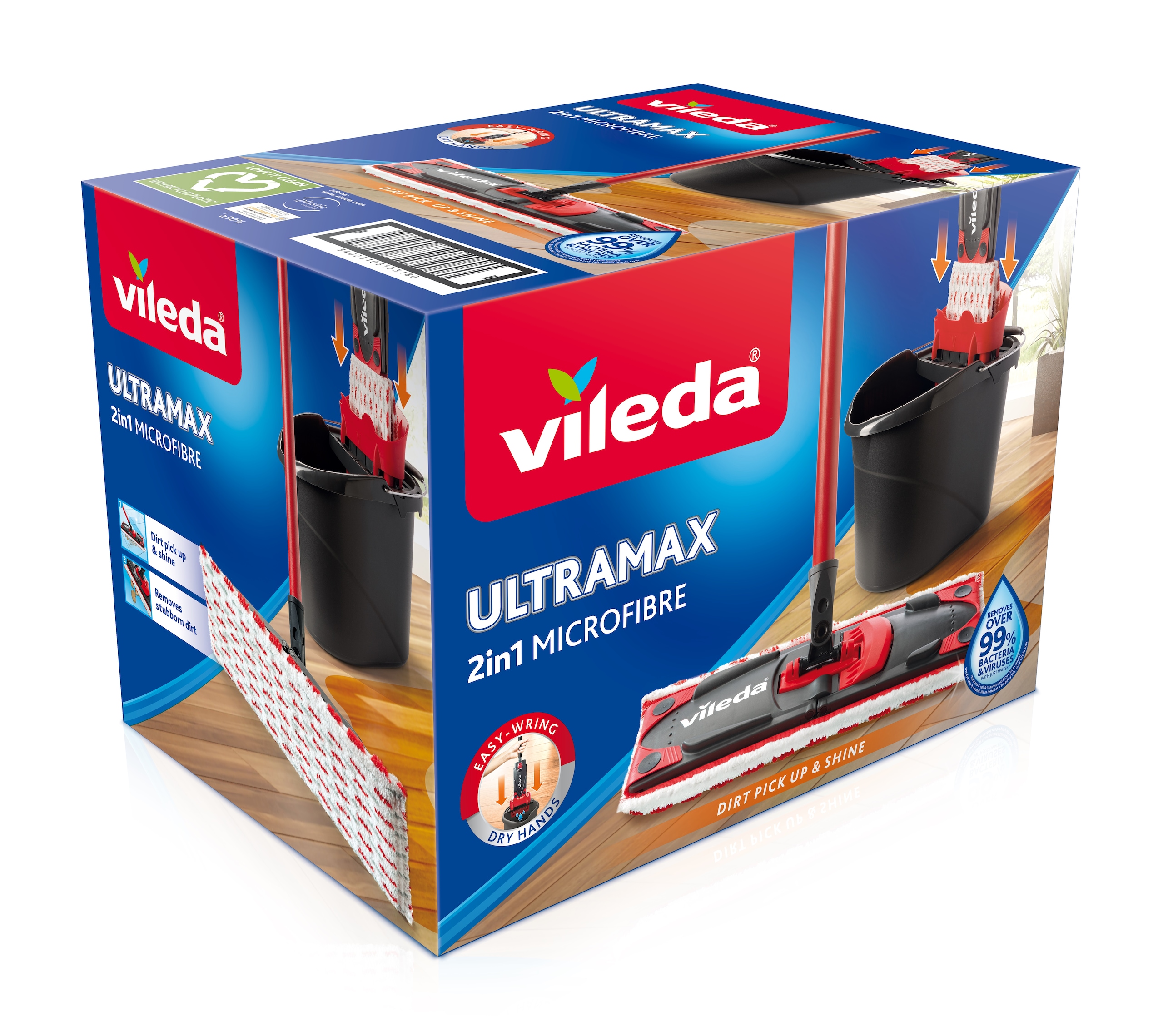 Vileda - Recambio para mopa de suelo - Versión de microfibra, blanca y roja  - Para mopas UltraMax, UltraMax Plus y Easy Wring UltraMax TUNC Sencillez
