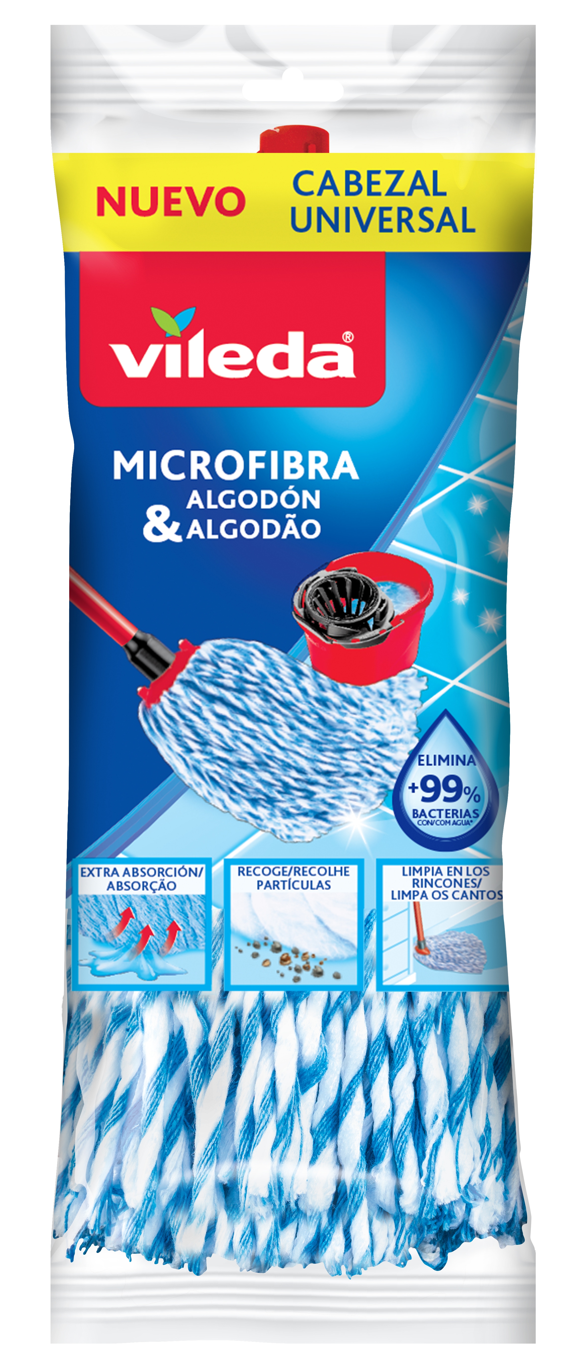 Fregona Microfibra Poliéster VILEDA Premium 2 en 1